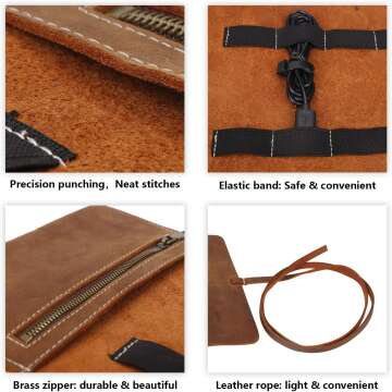 Cable Organizer, Electronics Travel Case, Leather Charge Roll Bag
