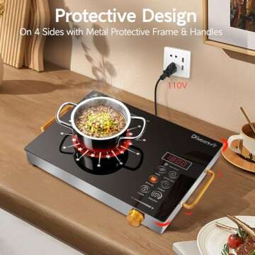 Disaenvir Single Burner Electric Cooktop - Countertop 1800W One Burner Electric Hot Plate, 110V Plug in Portable Stove with Timer, Safety Lock, Small Ceramic Stove for RVs, Apartment, Dorms, Camping