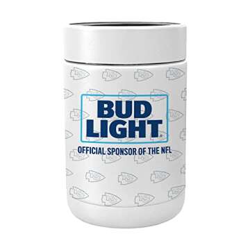 Bud Light & NFL Licensed Kansas City Chiefs Stainless Steel Can Koozy - Vacuum Sealed Can Cooler for 12 oz Regular Cans - 1 Pack: 2 Sided Beverage Apparel Design - Holiday, Tailgating, Bars or BBQ