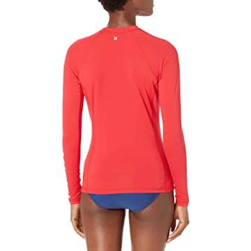 Hurley Women's Standard One and Only Long-Sleeve Rashguard, Red Pepper, X-Small