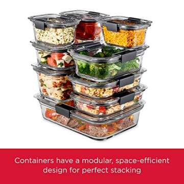 Rubbermaid 2118315 Brilliance Glass Storage 8-Cup Food Containers with Lids