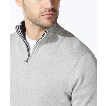 Nautica mens Nautica Men's Quarter-zip Sweater, Grey Heather, X-Large US