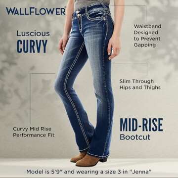 Curvy Bootcut Mid-Rise Jeans for Women - Size 13