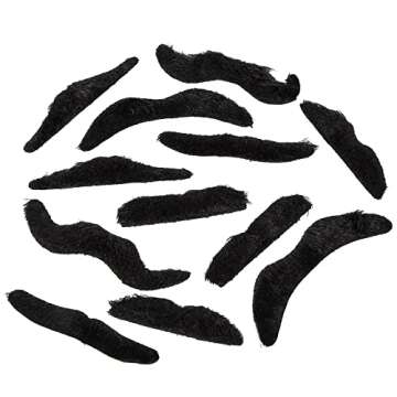 Road Island Novelty 3.5" Black Fake Mustaches, Pack of 12