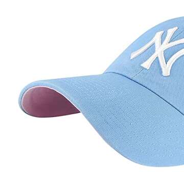 '47 New York Yankees Ballpark Clean Up Dad Hat Baseball Cap - Columbia Blue Columbia Blue, White, Pink One Size