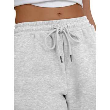 Trendy Queen Womens Cargo Sweatpants Wide Leg High Waisted Baggy Drawstring Sweat Pants 2024 Fall Clothes Casual Loose Active Flared Pants with Pockets Fashion Outfits Grey S