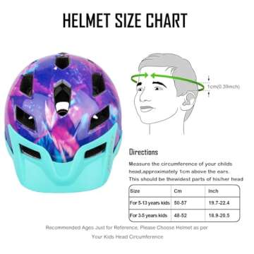 Kids Helmet, Exclusky Kids Bike Helmet Adjustable Safety Lightweight Children Bicycle Helmet for Kids Skating Cycling Scooter Boys and Girls Bicycle Helmets Ages 5-8-14