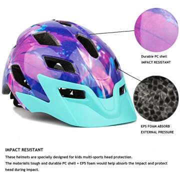 Kids Helmet, Exclusky Kids Bike Helmet Adjustable Safety Lightweight Children Bicycle Helmet for Kids Skating Cycling Scooter Boys and Girls Bicycle Helmets Ages 5-8-14