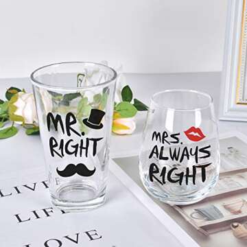 Funny Couple Stemless Glass Set for Home Use