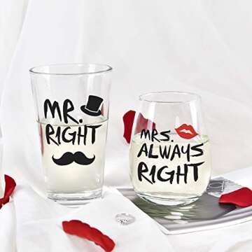 Funny Couple Stemless Glass Set for Home Use