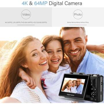 4K Digital Camera for Photography, 64MP Vlogging Camera