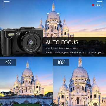 4K Digital Camera for Photography, 64MP Vlogging Camera