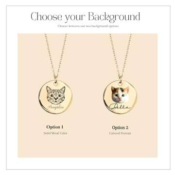 MignonandMignon Personalized Dog Necklace for Women Memorial Gifts for Mom Pet Portrait Custom Cat Name Unique Animal Picture Valentines Gift -LCN-AP (Gold)