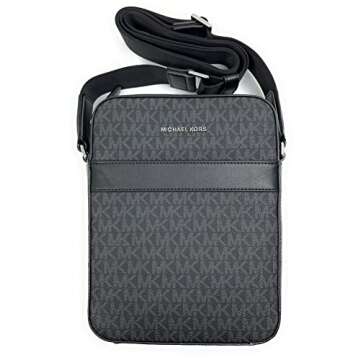 Michael Kors Men's Medium Crossbody Leather Cooper Flight Bag (Black)