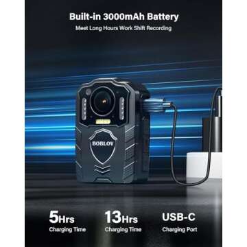 BOBLOV KJ25 1080P Body Cam, 3000mAh with 10-13Hrs Recording, Affordable Body Camera with Night Vision, for Hiking, Delivery, Law Enforcement, and Pet Walking(Card not Included)