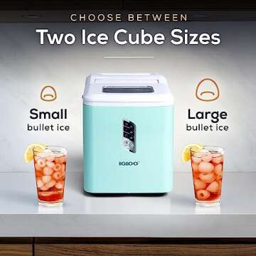 Igloo Automatic Ice Maker, Self- Cleaning, Countertop Size, 26 Pounds in 24 Hours, 9 Large or Small Ice Cubes in 7 Minutes, LED Control Panel, Scoop Included, Perfect for Water Bottles, Mixed Drinks