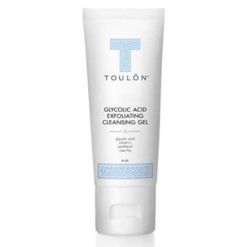 TOULON Glycolic Acid Facial Cleanser: Alpha Hydroxy Face Wash with AHA, Vitamin C & Rose Hip to Exfoliate Dry, Sensitive Skin for Women & Men