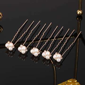 18 Pcs Pearl Hair Pins Bridal Hair Accessories Pearl Crystal Bobby Bridal Hairpin Wedding Hair Accessories Pearl Hair Pins for Brides Bridesmaids Flower Women Girls