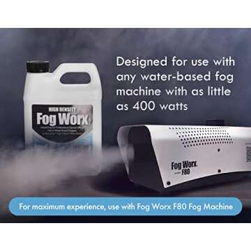 FogWorx Extreme High Density Fog Juice - Long Lasting, High Output, Odorless Water Based Machine Fluid - 1 Quart, 32 Ounces for 400 to 1500 Watt Machines