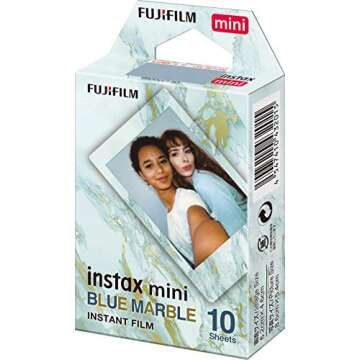 FUJIFILM Instax Mini Blue Marble Film - 10 Exposures for Instant Memories