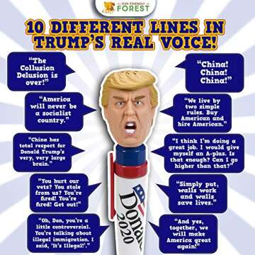 Our Friendly Forest Donald Trump Talking Pen, 10 New Sayings, Real Trump Voice, Funny Gifts For Democrats or Republicans