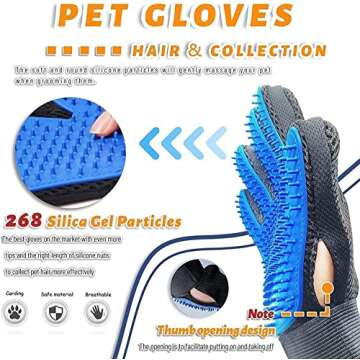 STARROAD-TIM Pet Grooming Glove Hair Remover Brush Gentle Deshedding Efficient Pet Mitt Pet Massage Gloves Left & Right Hand Draw Dogs Cats Horses Long Short Fur (1Pair Left & Right Hand (Blue))