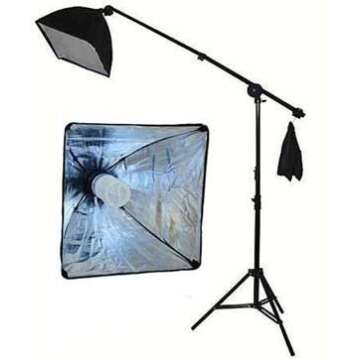 StudioFX 2400 Watt Large Photography Softbox Continuous Photo Lighting Kit 28" x 20" + Boom Arm Hairlight with Sandbag by Kaezi