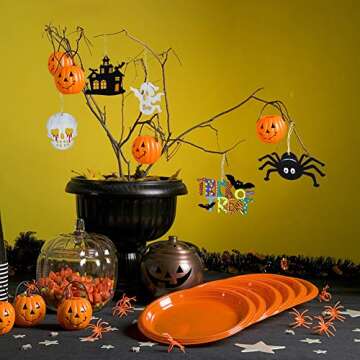 Hidreas 60Pcs Halloween Crafts Unfinished Wooden Ornaments Halloween Craft Kit DIY Wood Cutouts with 60 Pcs Twine Ropes Halloween Crafts for Kids