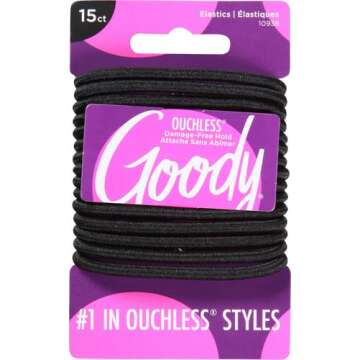 Goody WoMens Ouchless Braided Elastics, Black, 15 Count