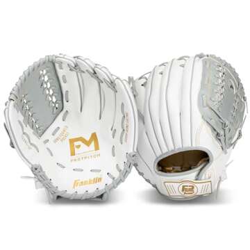 Franklin Sports Fastpitch Softball Glove - Field Master Fastpitch + Softball Mitt - Womens + Girls Righty Glove - Adult + Youth Softball Gloves - White + Grey, Right Hand Throw, 12" - Trapeze Web