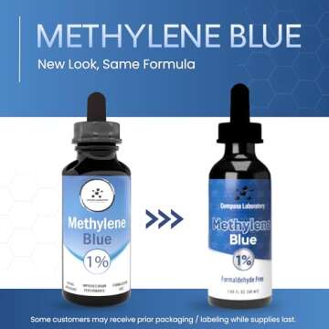 COMPASS LABORATORY Methylene Blue Pharmaceutical Grade, USP Grade, Third-Party Tested Brain Health Dietary Supplement for Humans, No Formaldehyde, Made in USA (1% 50ml Bottle)