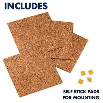 Quartet Cork Tiles, Cork Board, 12" x 12", Bulletin Boards, Natural, 8 Count (108)