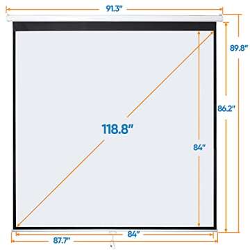 SUPER DEAL 120'' Projector Screen Projection Screen Manual Pull Down HD Screen 1:1 Format for Home Cinema Theater Presentation Education Outdoor Indoor Public Display