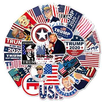 Gaekce Trump Stickers and Decals 2020 | 50 PCS | Vinyl Waterproof Stickers for Laptop,Bumper，Skateboard,Water Bottles,Computer,Phone, Trump 2020 Bumper Stickers(Donald Trump-50)