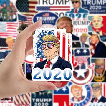 Gaekce Trump Stickers and Decals 2020 | 50 PCS | Vinyl Waterproof Stickers for Laptop,Bumper，Skateboard,Water Bottles,Computer,Phone, Trump 2020 Bumper Stickers(Donald Trump-50)