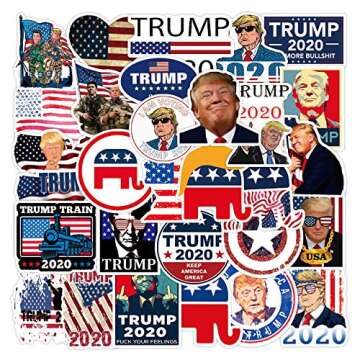 Gaekce Trump Stickers and Decals 2020 | 50 PCS | Vinyl Waterproof Stickers for Laptop,Bumper，Skateboard,Water Bottles,Computer,Phone, Trump 2020 Bumper Stickers(Donald Trump-50)