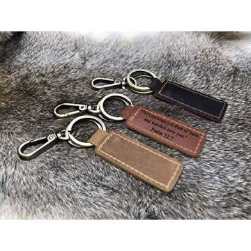 Personalized Leather Keychain for 3rd Anniversary Gift