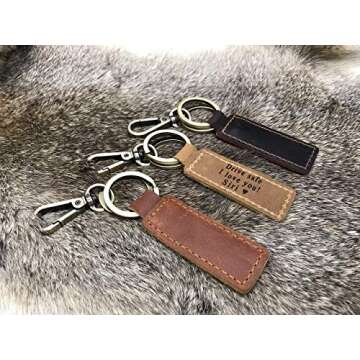 Personalized Leather Keychain for 3rd Anniversary Gift