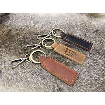 Personalized Leather Keychain for 3rd Anniversary Gift