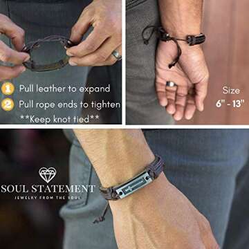 Soul Statement Leather Cross Bracelet for Teens