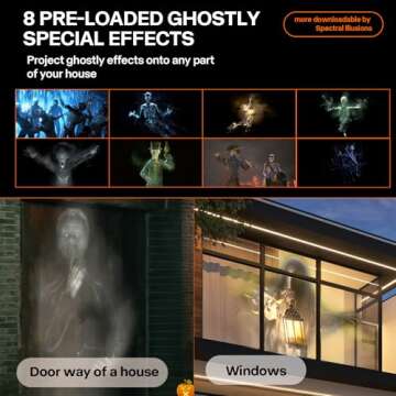 AAXA HP4 Halloween Projector (2024 Upgrade) for Haunted Windows, AutoPlay(tm), Timer Onboard, Holographic Projections, 1080p Native, 8 Pre-Loaded Hologram Movies, Bluetooth (Renewed)