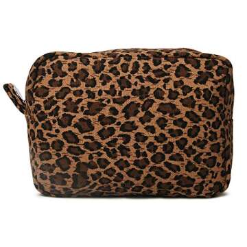 JIU HONG CHAO Leopard Cosmetic Bags Big Cheetah Print Makeup Bag Lightweight Canvas Travel Toiletry Purses Accessories Organizer Pouch Gifts for Women