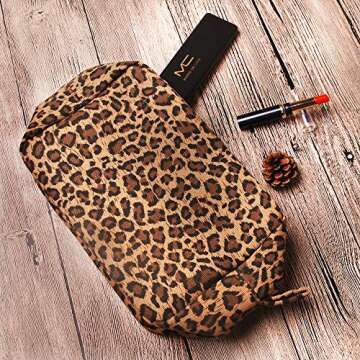 JIU HONG CHAO Leopard Cosmetic Bags Big Cheetah Print Makeup Bag Lightweight Canvas Travel Toiletry Purses Accessories Organizer Pouch Gifts for Women