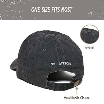 Atticus Poetry Hat, Embroidered Brushed Cotton Women’s Baseball Hat Unisex Fit, Adjustable One Size (Stay Wild Black)