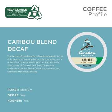 Caribou Coffee Decaf K-Cup Pods 96 Count Medium Roast