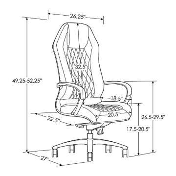 ZURI Furniture Modern Ergonomic Sterling Genuine Leather Executive Chair with Aluminum Base - White