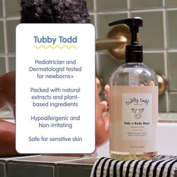 Tubby Todd Baby Bath & Skincare Kit - The Wash and Lotion Bundle - Baby Wash and Baby Lotion Gift Set - 25 Oz - Lavender Rosemary