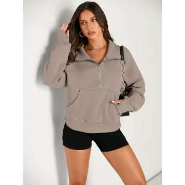 AUTOMET Women's Half Zip Cropped Hoodie - Fall Style