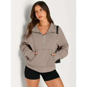 AUTOMET Women's Half Zip Cropped Hoodie - Fall Style