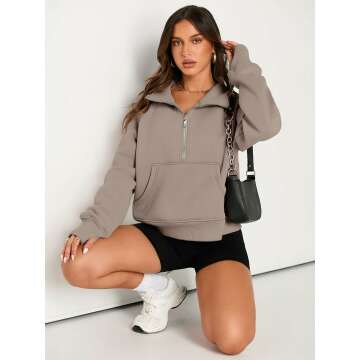 AUTOMET Women's Half Zip Cropped Hoodie - Fall Style